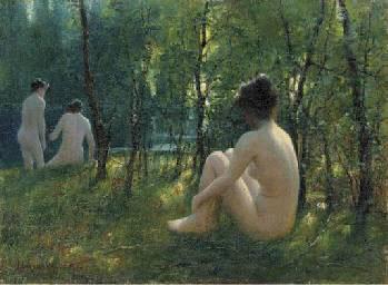 Lionel Walden The Bathers, oil painting by Lionel Walden,